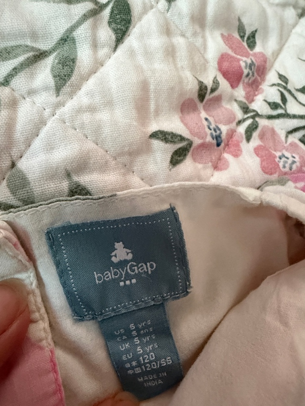 GAP BabyGap Floral Pink and Green Quilted Dress